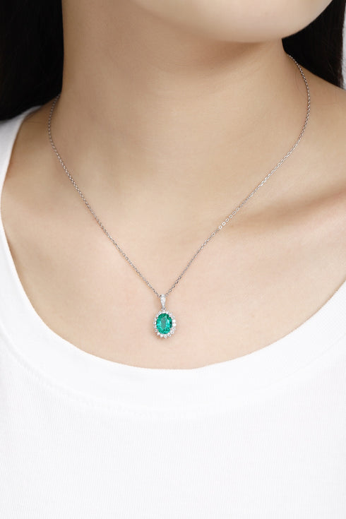 PT950 Cultivation Diamond Cultivation Emerald Pendant (Without chain) (JSEGN088 Platinum)