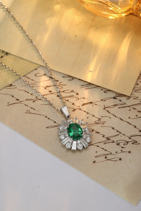 PT950 cultivation diamond cultivation with cotton emerald pendant (without chain) (JSEGN451 Platinum)