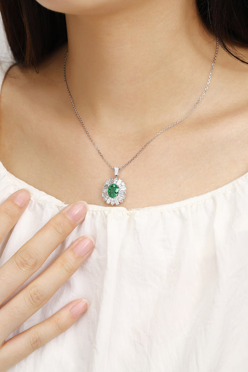 PT950 cultivation diamond cultivation with cotton emerald pendant (without chain) (JSEGN451 Platinum)