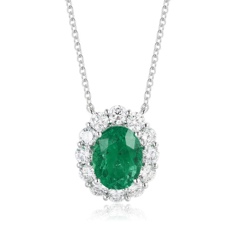 PT950 cultivation diamond cultivation emerald necklace (NSAB18485 Platinum)