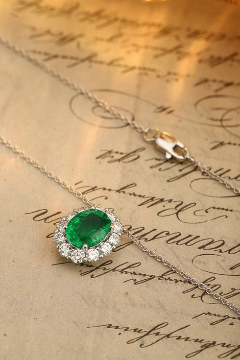 PT950 cultivation diamond cultivation emerald necklace (NSAB18485 Platinum)