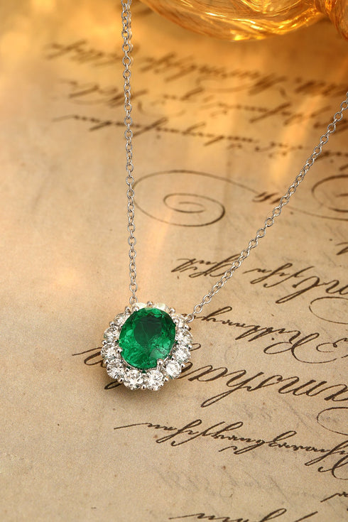 PT950 cultivation diamond cultivation emerald necklace (NSAB18485 Platinum)