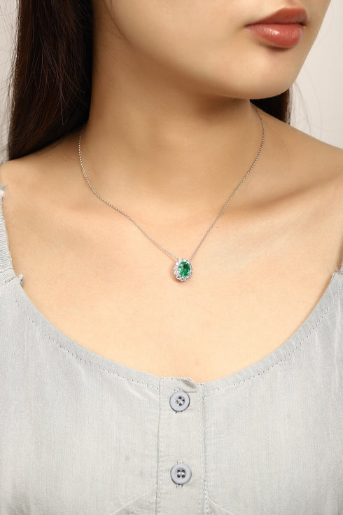 PT950 cultivation diamond cultivation emerald necklace (NSAB18485 Platinum)