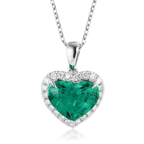 PT950 Cultivation Diamond Cultivation Emerald Pendant (without chain) (NSAB18319 Platinum)