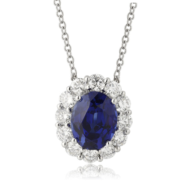 PT950 Cultured Diamond and Cultured Sapphire Necklace (NSAB18485 Platinum)