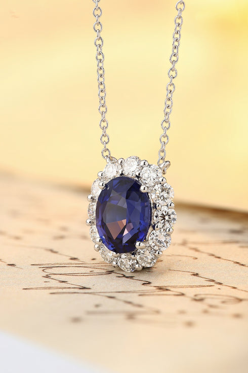 PT950 Cultured Diamond and Cultured Sapphire Necklace (NSAB18485 Platinum)