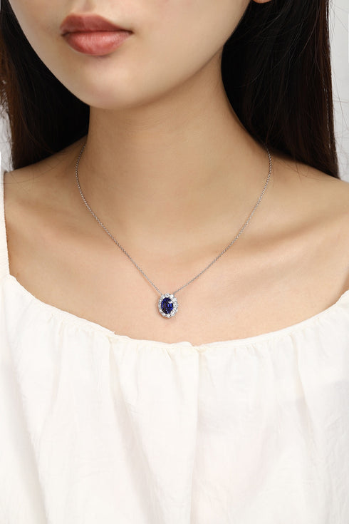 PT950 Cultured Diamond and Cultured Sapphire Necklace (NSAB18485 Platinum)