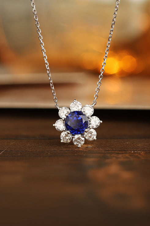PT950 lab-grown sapphire necklace (NSAB18243 Platinum )