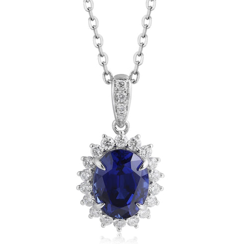 PT950 Cultured Diamond and Cultured Sapphire Pendant (without chain) (JSABN088 Platinum)