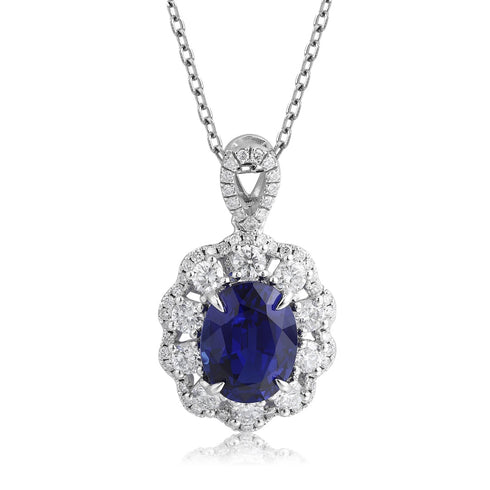 PT950 Cultivated Diamond Cultivated sapphire Pendant (chain not included) (PN103 Platinum)