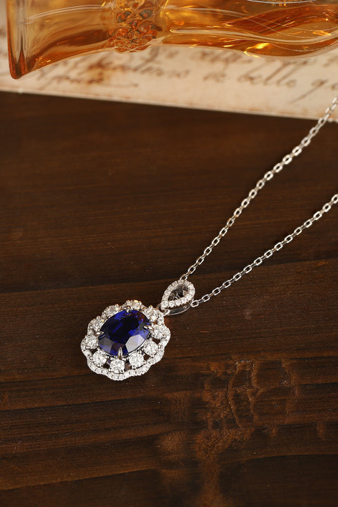 PT950 Cultivated Diamond Cultivated sapphire Pendant (chain not included) (PN103 Platinum)