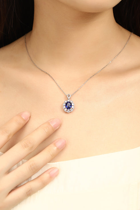 PT950 Cultivated Diamond Cultivated sapphire Pendant (chain not included) (PN103 Platinum)