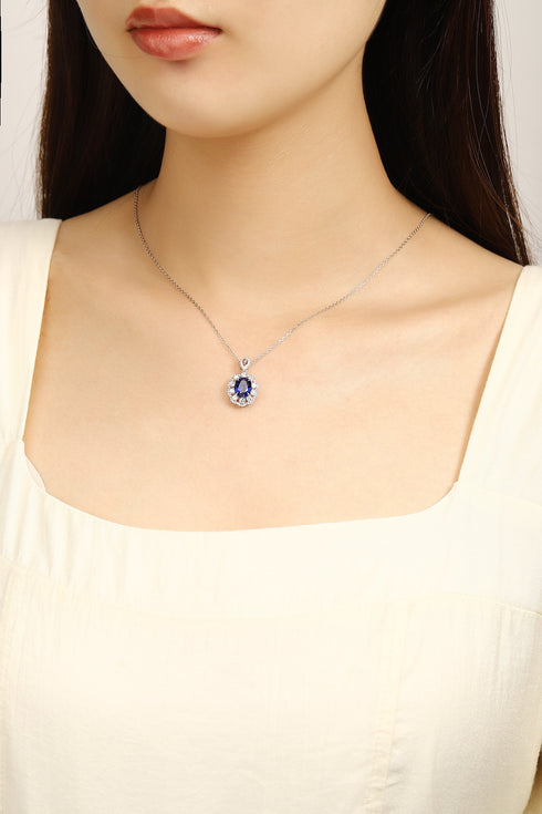 PT950 Cultivated Diamond Cultivated sapphire Pendant (chain not included) (PN103 Platinum)