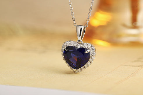 PT950 Cultivated Diamond Cultivated Sapphire Pendant (Chain not included) (NSAB18319 Platinum)