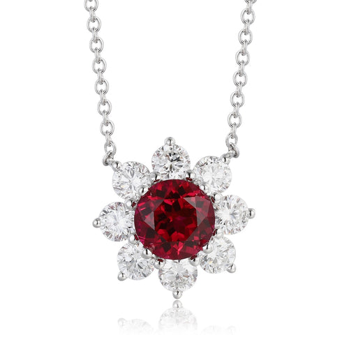 PT950 cultivated diamond cultivated ruby necklace (NSAB18243 Platinum)