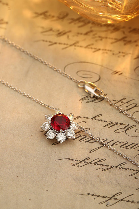 PT950 cultivated diamond cultivated ruby necklace (NSAB18243 Platinum)