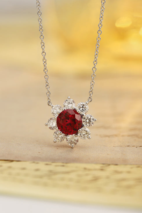 PT950 cultivated diamond cultivated ruby necklace (NSAB18243 Platinum)