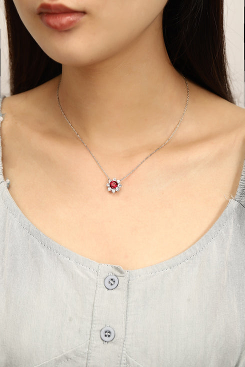 PT950 cultivated diamond cultivated ruby necklace (NSAB18243 Platinum)