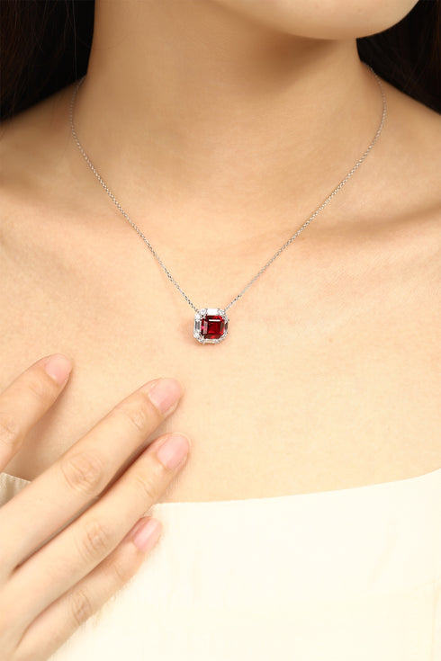 PT950 cultivated diamond cultivated ruby necklace (PRUEN037 Platinum)