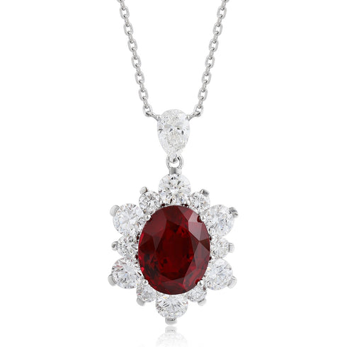 PT950 cultivated diamond cultivated ruby necklace (RRUR09109 Platinum)