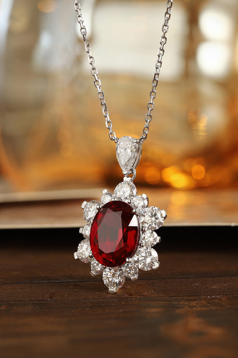PT950 cultivated diamond cultivated ruby necklace (RRUR09109 Platinum)