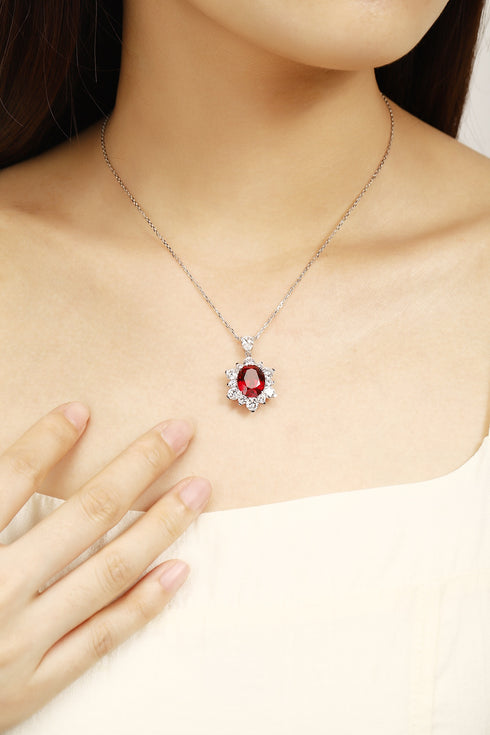 PT950 cultivated diamond cultivated ruby necklace (RRUR09109 Platinum)