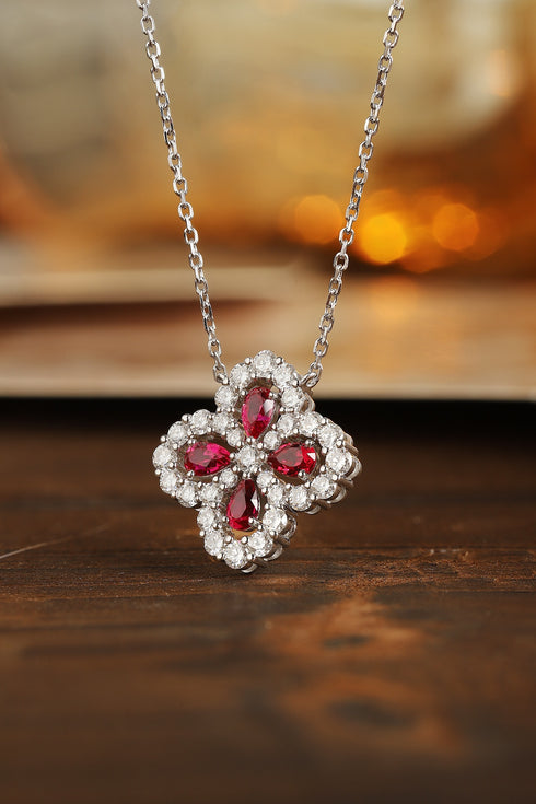 PT950 cultivated diamond cultivated ruby necklace (NPSW18246 Platinum)