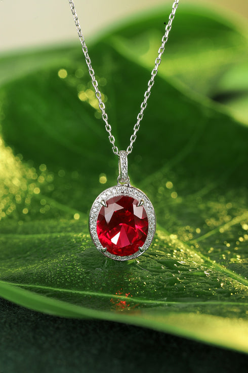 S925 silver cultivated red gem necklace (JRURRN089Y)