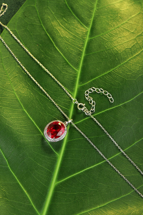 S925 silver cultivated red gem necklace (JRURRN089Y)