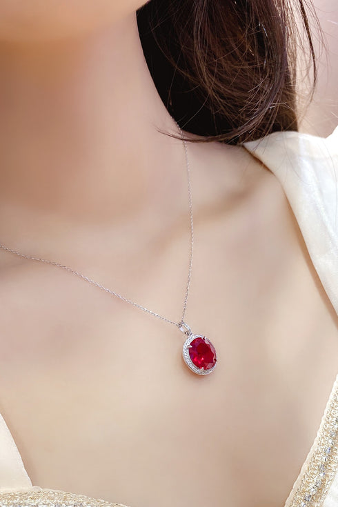 S925 silver cultivated red gem necklace (JRURRN089Y)