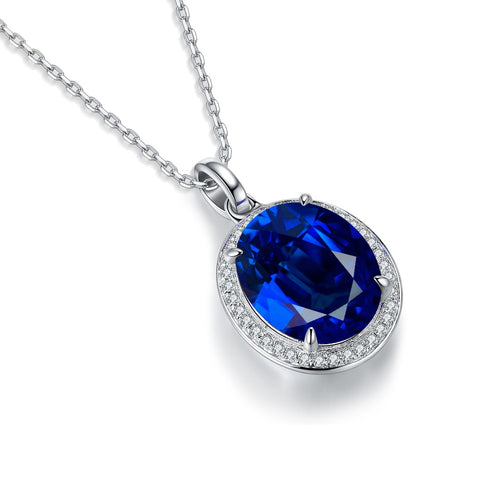 S025 silver cultivated sapphire necklace (JSABN089Y)