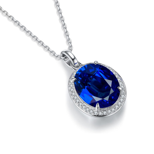 S025 silver cultivated sapphire necklace (JSABN089Y)