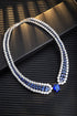 S925 silver-cultured sapphire luxurylarge set chain (JSABN525Y)