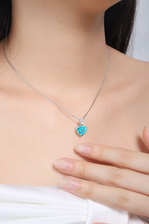 S925 silver-cultured Paraiba necklace (JN031Y)