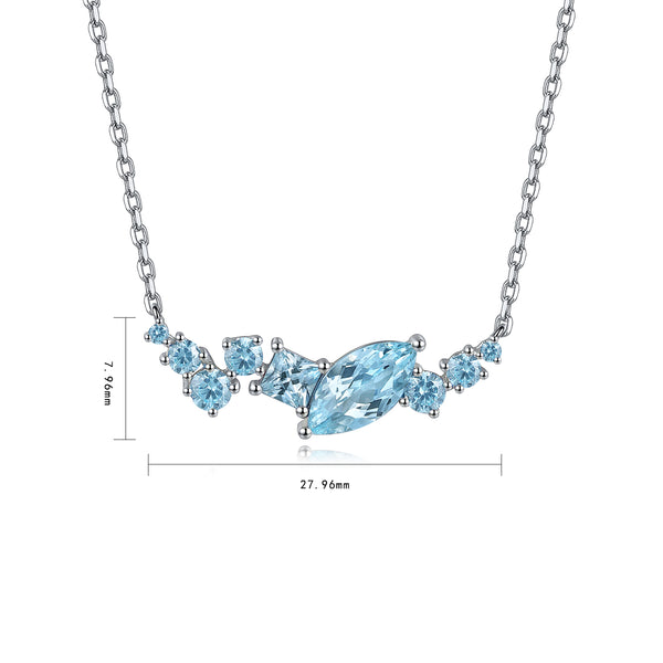 S025 Silver Blue Horse Eye Necklace (PMSBN020Y-A)