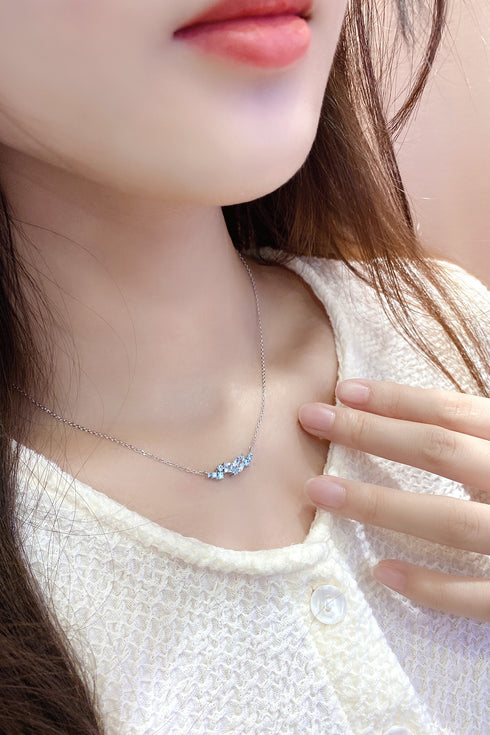 S025 Silver Blue Horse Eye Necklace (PMSBN020Y-A)