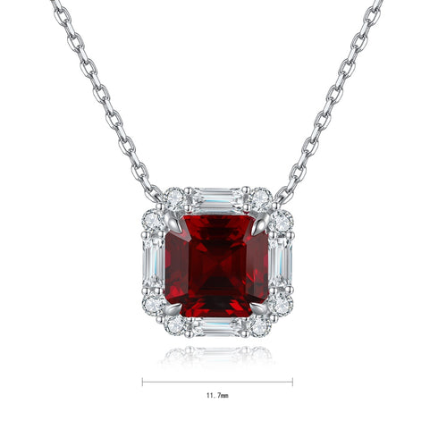S925 Silver Cultured Red Gem Necklace (JRURN037Y)