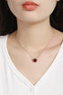 S925 Silver Cultured Red Gem Necklace (JRURN037Y)