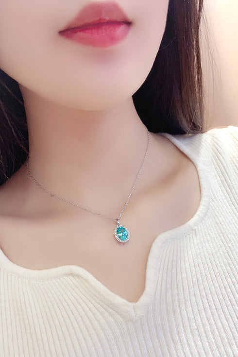 S925 silver cultivated Paraiba necklace (JN089Y)