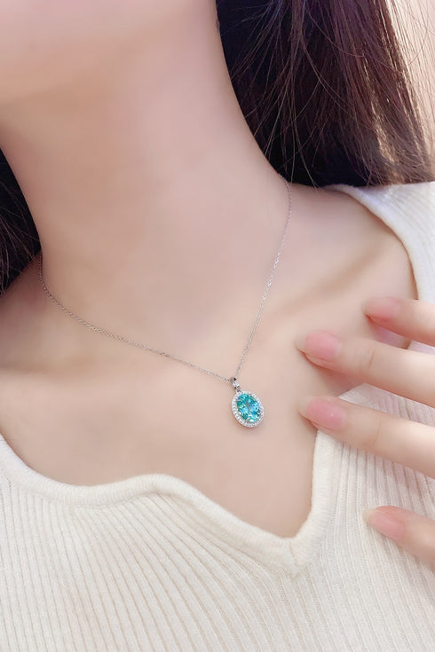 S925 silver cultivated Paraiba necklace (JN089Y)