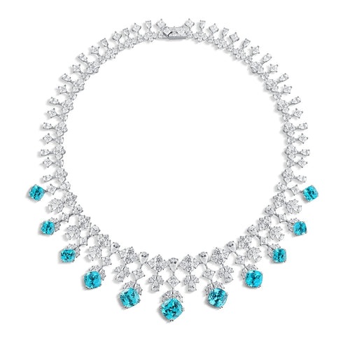 S925 silverr-bred Paraiba luxury Large Set Chain (JN123Y)
