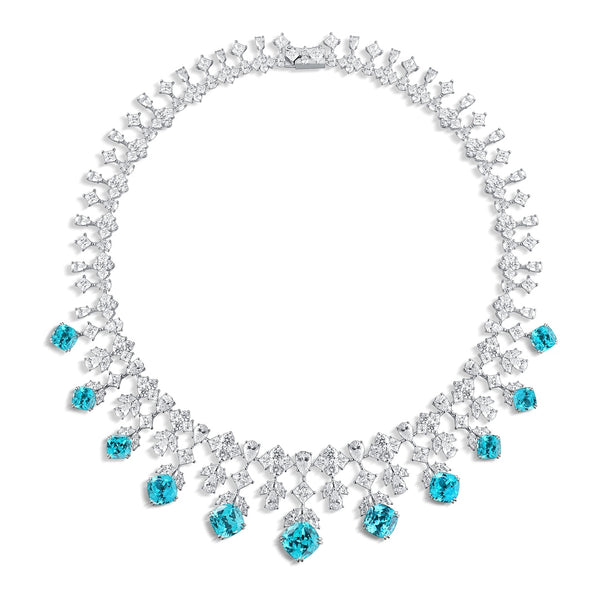 S925 silverr-bred Paraiba luxury Large Set Chain (JN123Y)