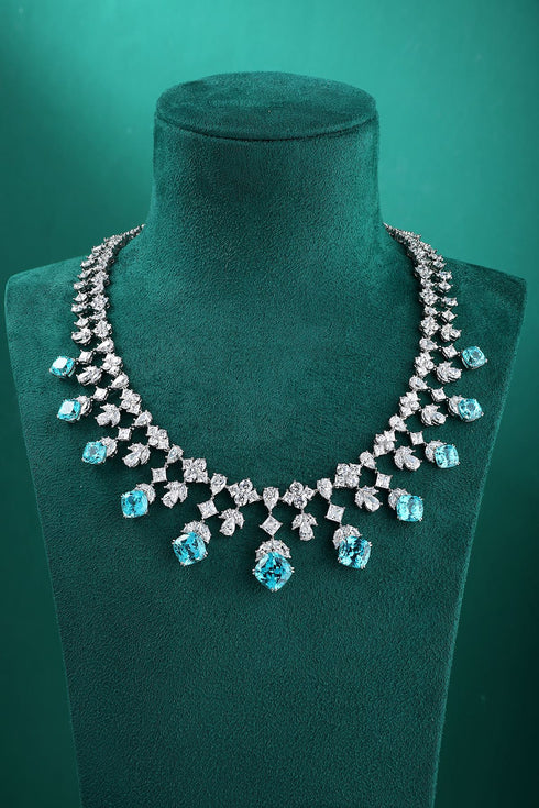 S925 silverr-bred Paraiba luxury Large Set Chain (JN123Y)