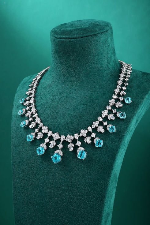 S925 silverr-bred Paraiba luxury Large Set Chain (JN123Y)