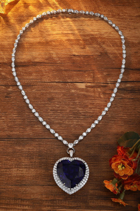 S925 silver synthetic sapphire necklace (JN18514)