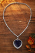 S925 silver synthetic sapphire necklace (JN18514)