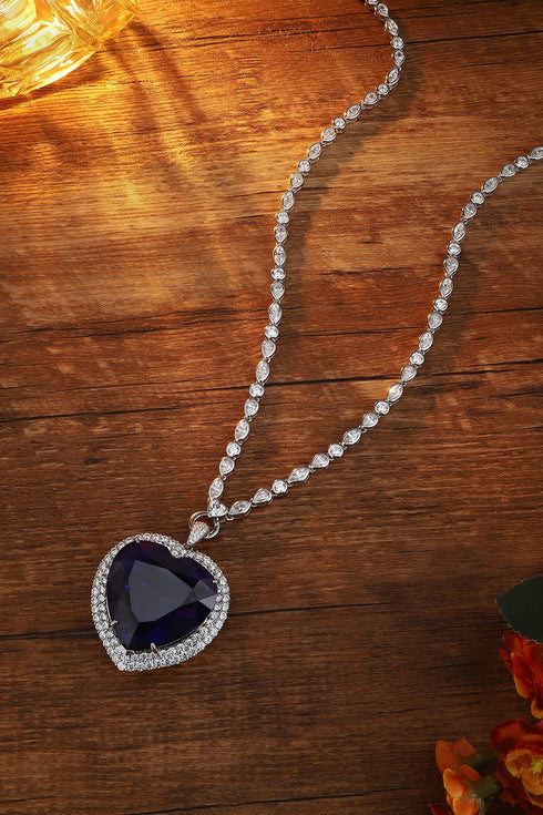 S925 silver synthetic sapphire necklace (JN18514)
