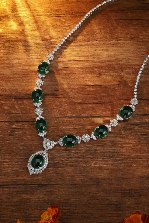 S925 Silver Green Nano Necklace (JN2160Y)
