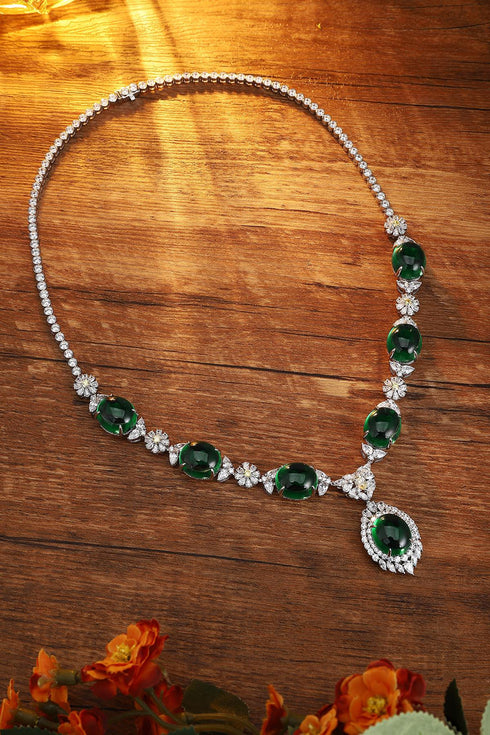 S925 Silver Green Nano Necklace (JN2160Y)