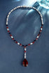 S925 silver synthetic red and blue sapphire necklace (JN18094Y)